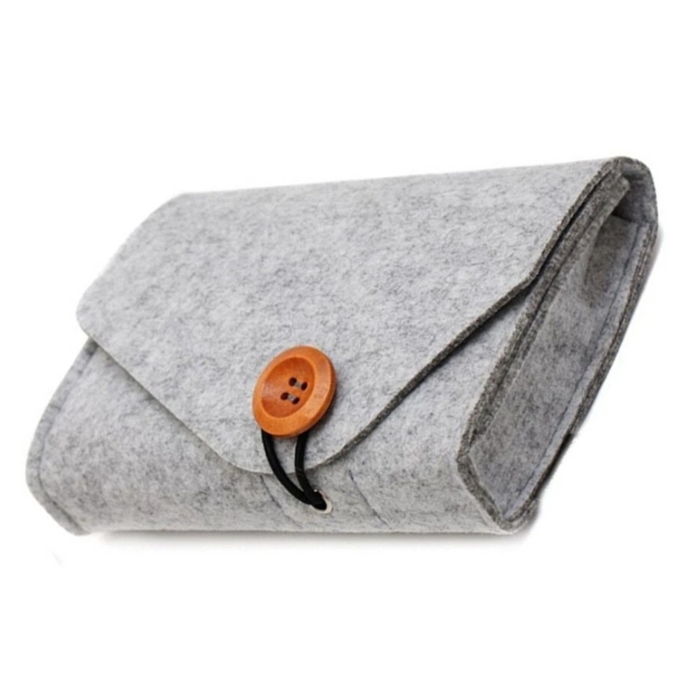 New Felt Travel Tech Storage Envelope Pouch Cable Organizer - Heather Gray